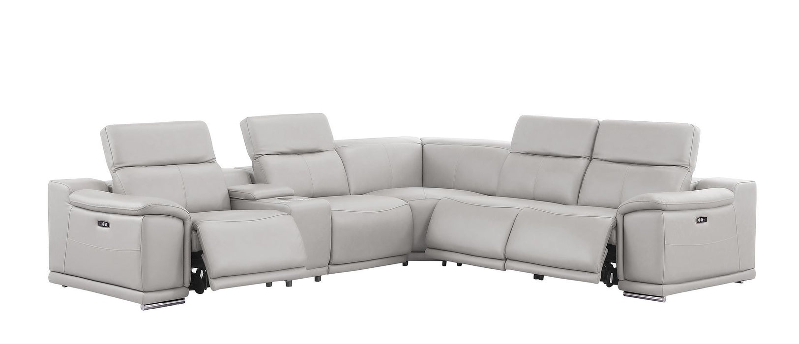 2679 - 6-Piece L-Shaped Power Reclining Sectional In Genuine Leather (3 Recliners)