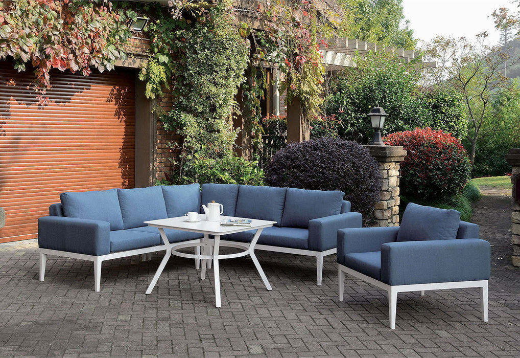 Sharon - Patio Sectional - White / Blue
