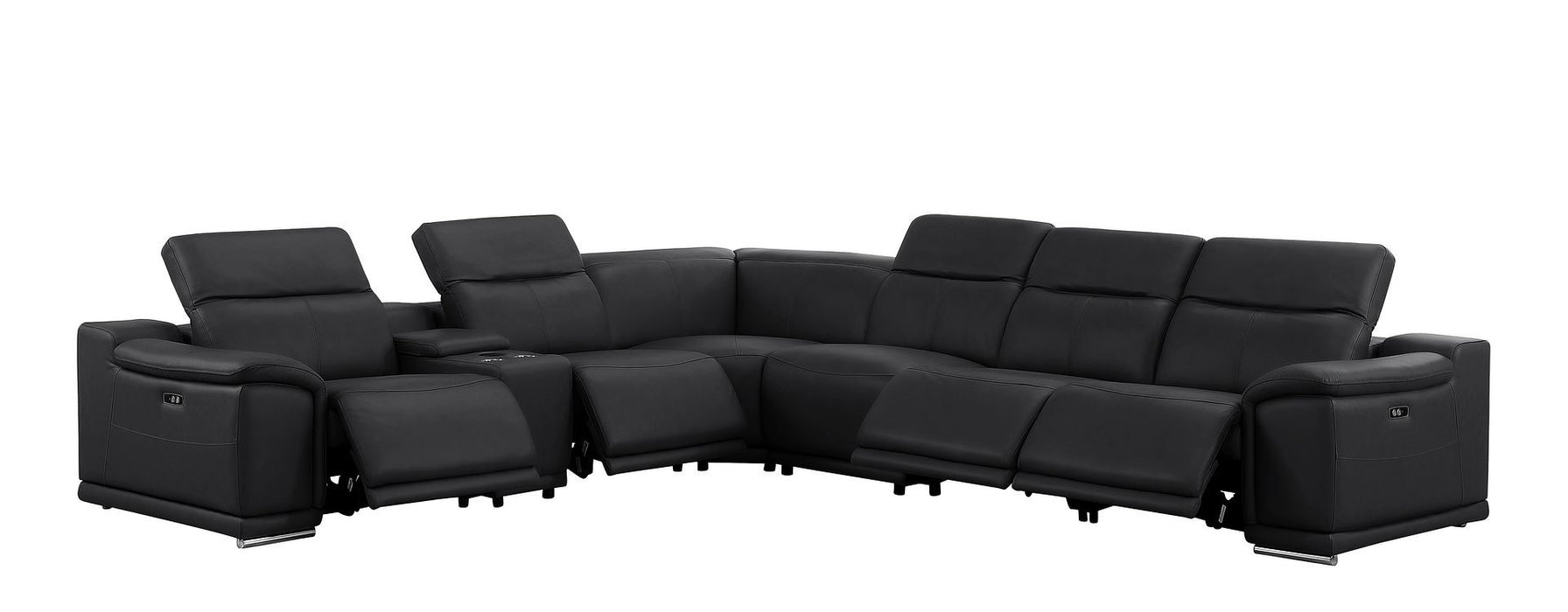 2679 - 7-Piece L-Shaped Power Reclining Sectional In Genuine Leather (4 Recliners)