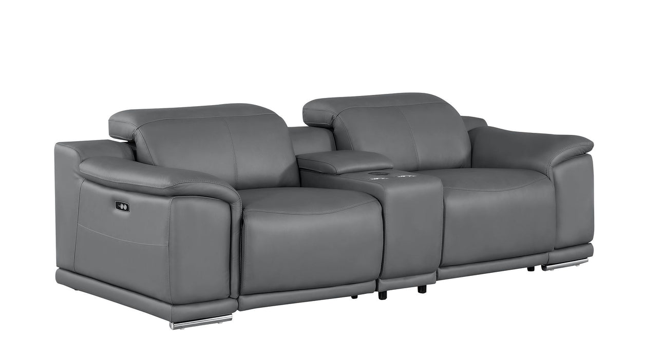 2679 - Genuine Leather Console Loveseat With Dual Power Recliners