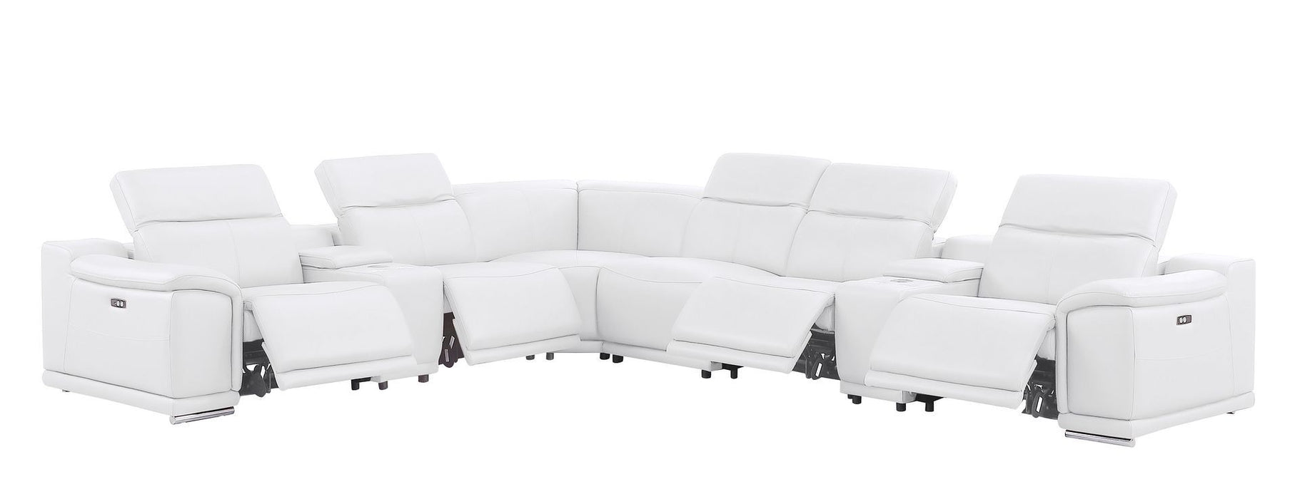 2679 - 8-Piece L-Shaped Power Reclining Sectional In Genuine Leather (4 Recliners)