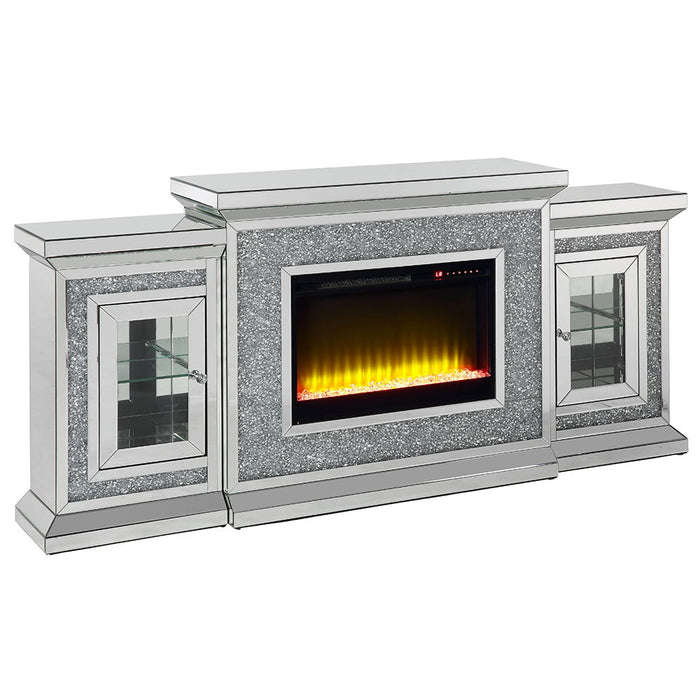 Noralie - 81" Fireplace With LED - Mirrored & Faux Diamonds
