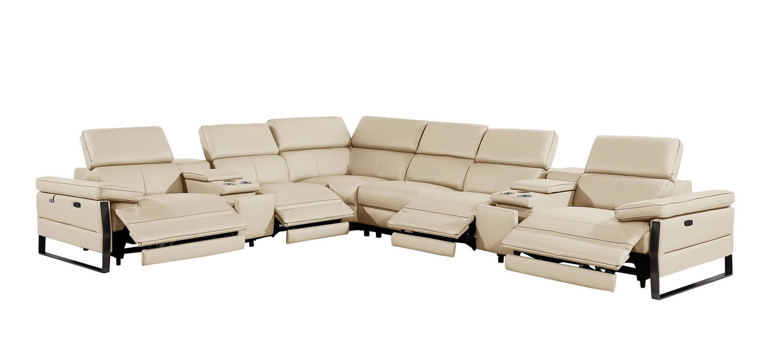 1246 - 8-Piece L-Shaped Modular Power Reclining Sectional With 4 Power Recliners And Power Headrests