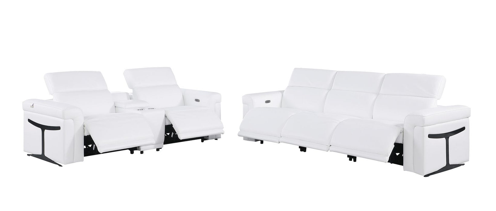 1126 - 6-Piece Modular Power Reclining Sofa And Console Loveseat Set In With 5 Power Recliners & Power Headrests