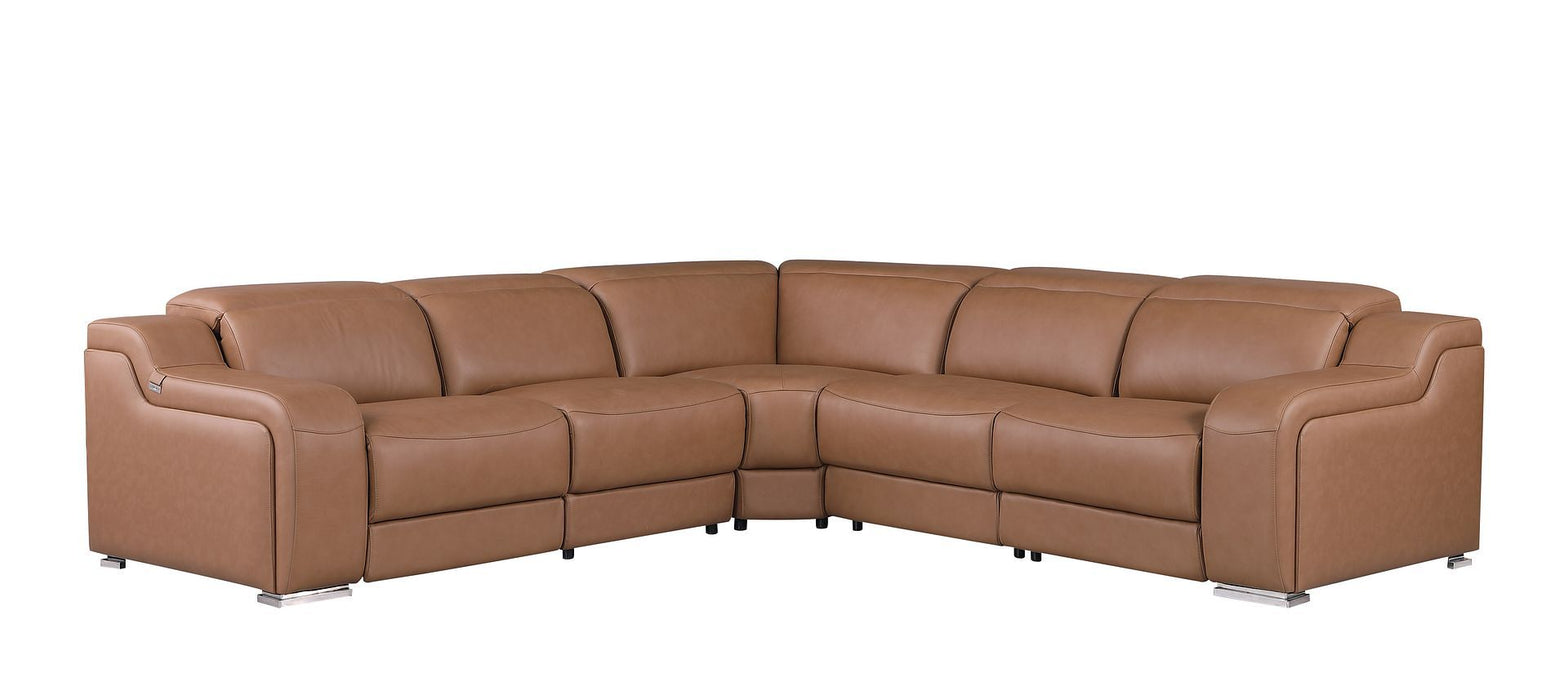 1116 - 5-Piece L-Shaped Sectional Sofa In With 3 Power Recliners & Power Headrests