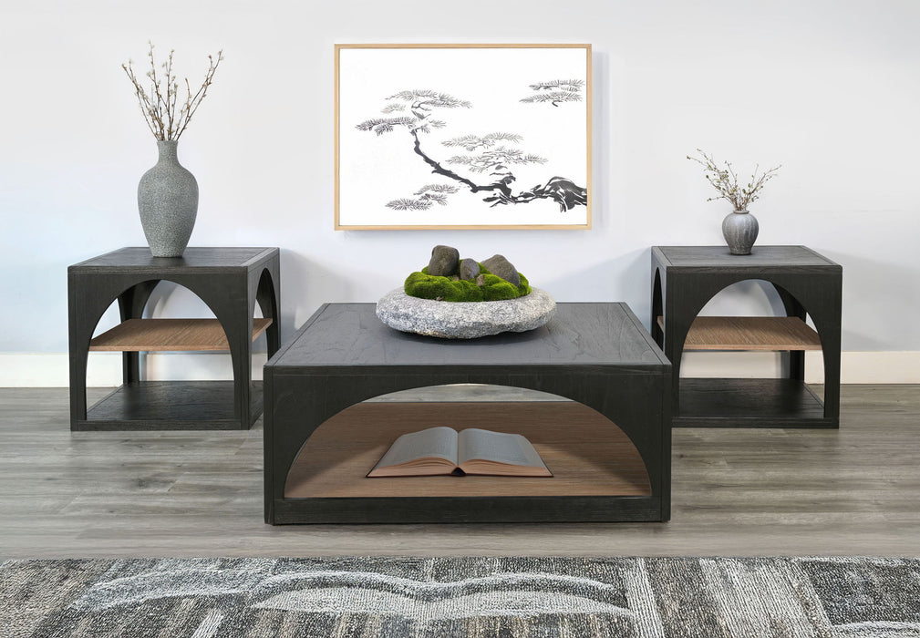 Modern - Wood Sofa Table With Arched Open Shelf Design