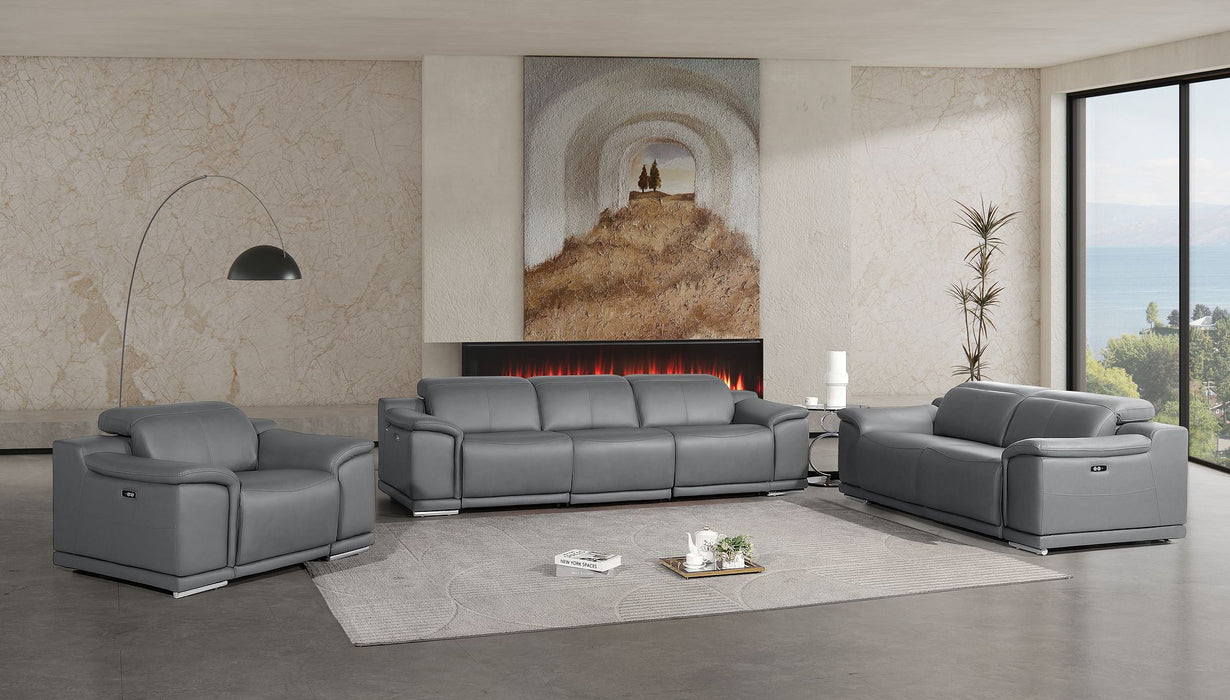 2679 - Power Reclining Sofa, Loveseat & Chair Set In Genuine Leather (6 Recliners)