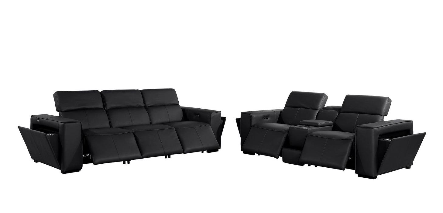 1224 - 6-Piece Modular Power Reclining Sofa And Console Loveseat Set In With 5 Power Recliners & Power Headrests