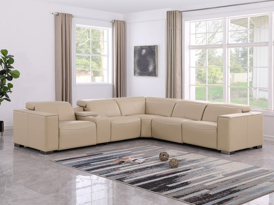 1208 - 6-Piece L-Shaped Leather Reclining Sectional With 3 Power Recliners