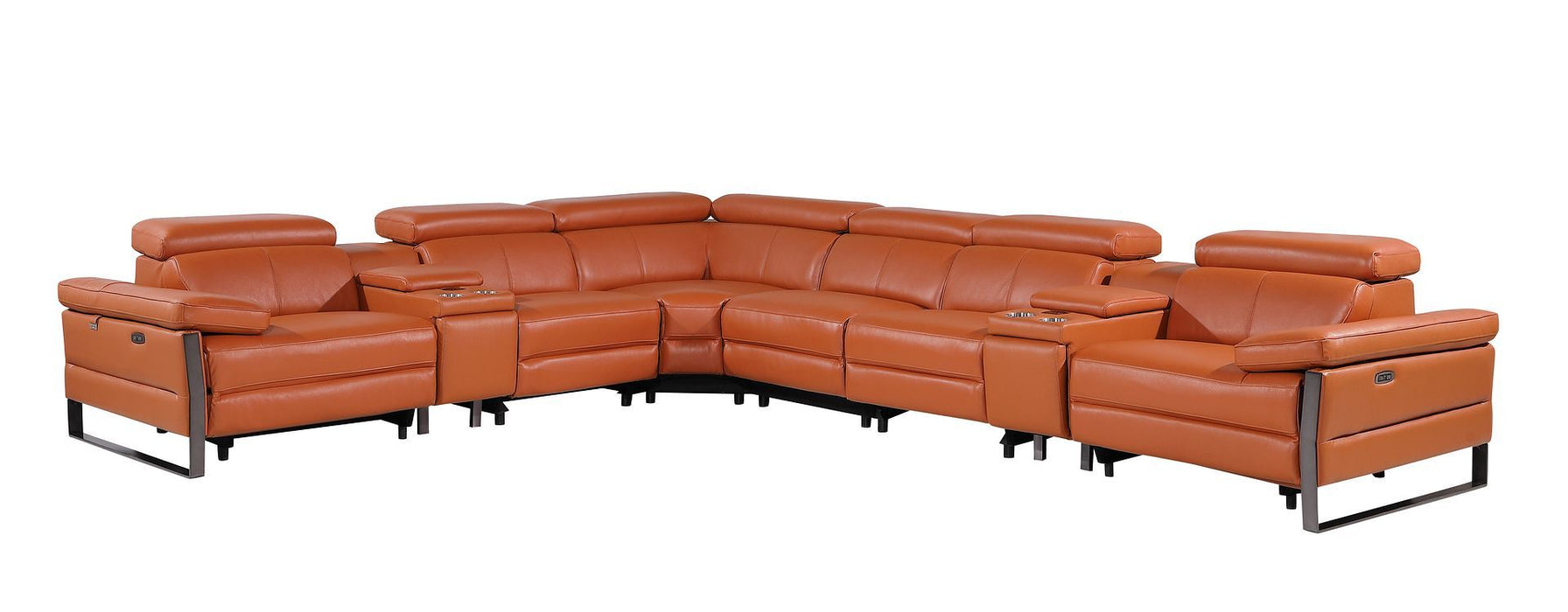 1246 - 8-Piece L-Shaped Modular Power Reclining Sectional With 3 Power Recliners And Power Headrests