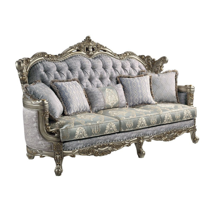 Miliani - Sofa With 5 Pillows - Fabric & Antique Bronze