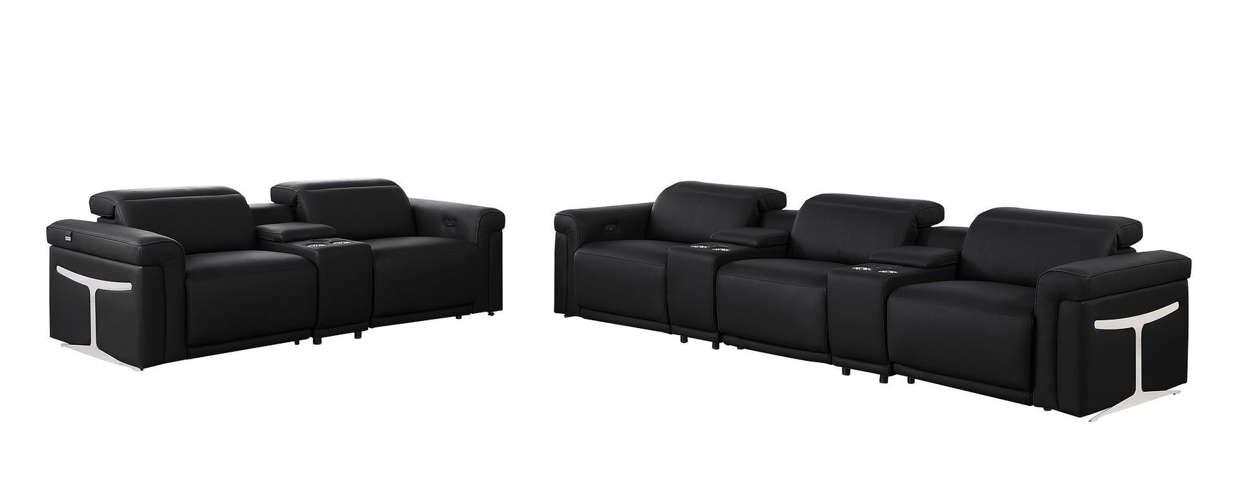 1126 - 8-Piece Modular Power Reclining Sofa & Loveseat Set In With 5 Power Recliners & Power Headrests