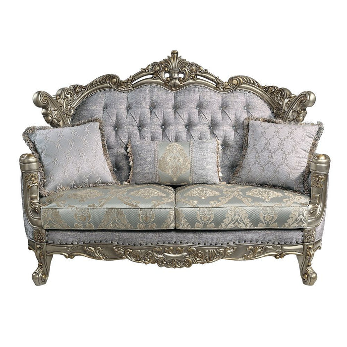 Miliani - Loveseat With 3 Pillows - Fabric & Antique Bronze