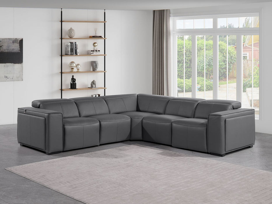 1224 - 5-Piece L-Shaped Sectional Sofa In With 3 Power Recliners & Power Headrests