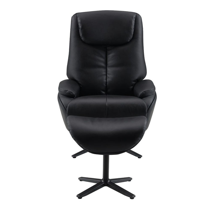Labonita - Motion Accent Chair With Swivel & Ottoman - Black Top Grain Leather & Black