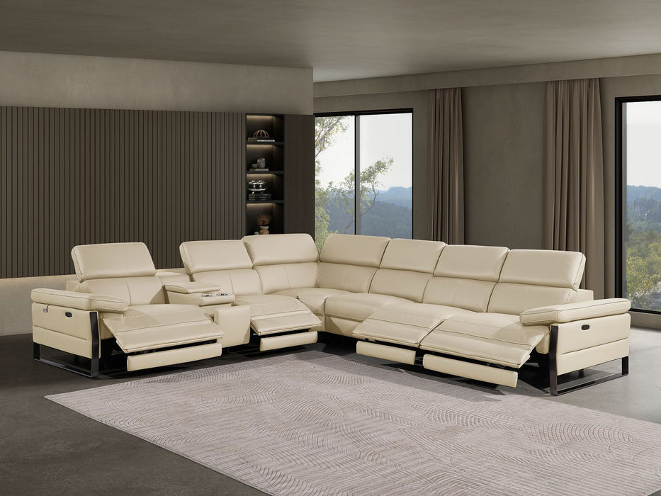 1246 - 7-Piece L-Shaped Modular Power Reclining Sectional With 4 Power Recliners And Power Headrests
