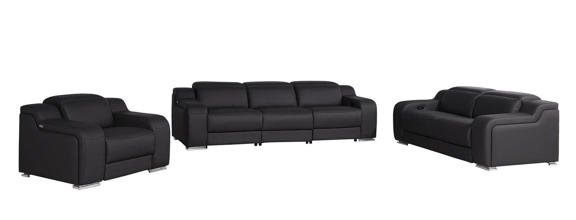 1116 - 6-Piece Modular Power Reclining Sofa, Loveseat & Chair Set In With 5 Power Recliners & Power Headrests