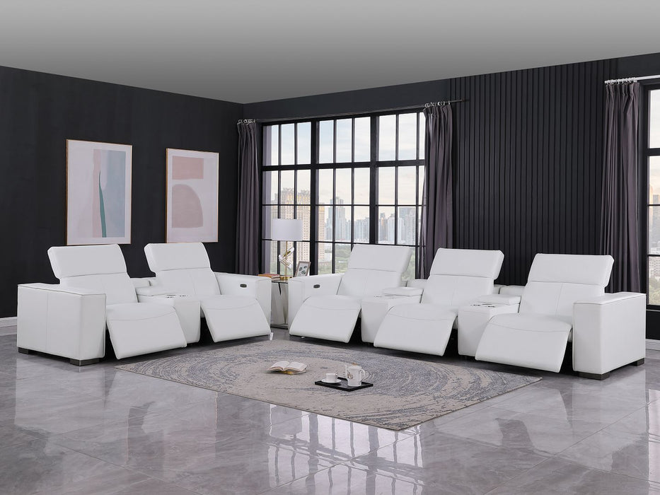 1208 - Modular Leather Sofa Loveseat With 6 Recliners And Power Headrests
