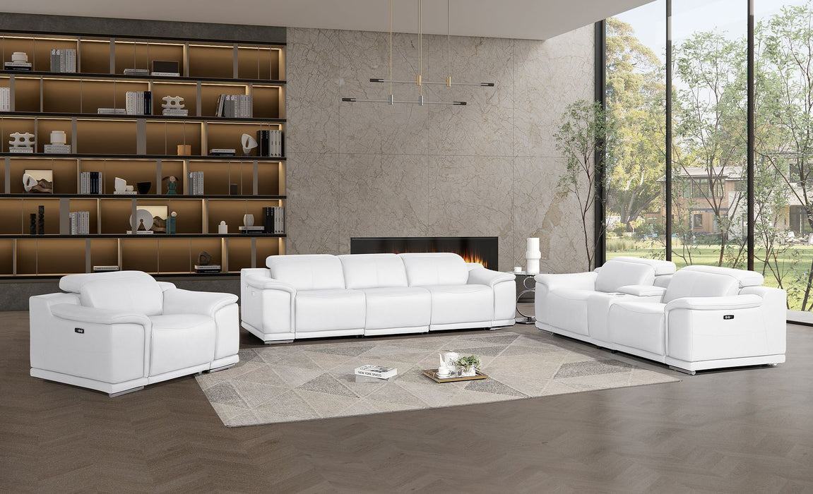 2679 - Power Reclining Sofa, Console Loveseat & Chair Set In Genuine Leather (5 Recliners)