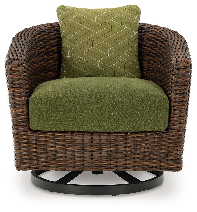 Horizon Hall - Swivel Lounge With Cushion - Brown / Green