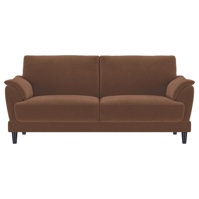 Selma - Velvet Upholstered Crescent Arm Sofa - Rust