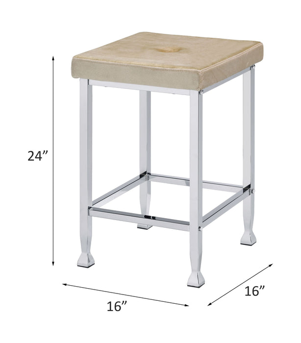 Raine - Counter Height Stool Set of 2) - Beige Velvet & Chrome
