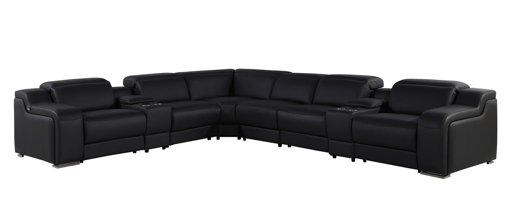 1116 - 8-Piece L-Shaped Sectional Sofa In With 4 Power Recliners & Power Headrests