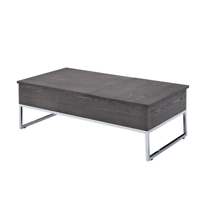 Iban - Coffee Table With Lift Top - Gray Oak & Chrome