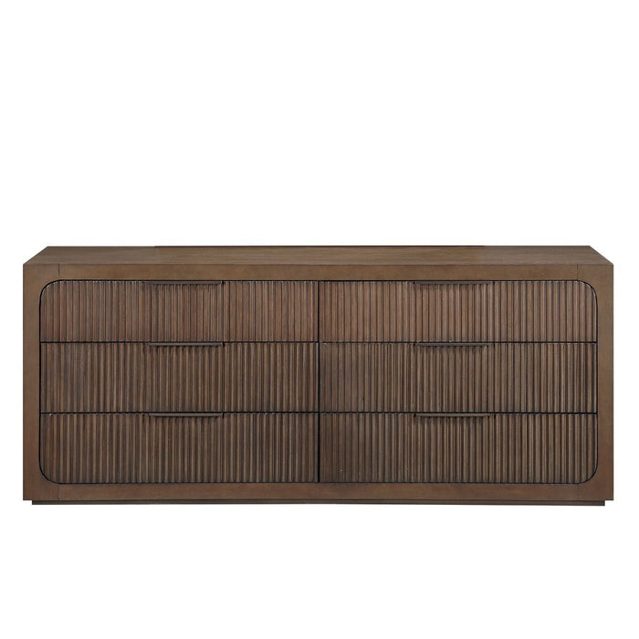 Leanna - Dresser With Wood Top - Brown Oak