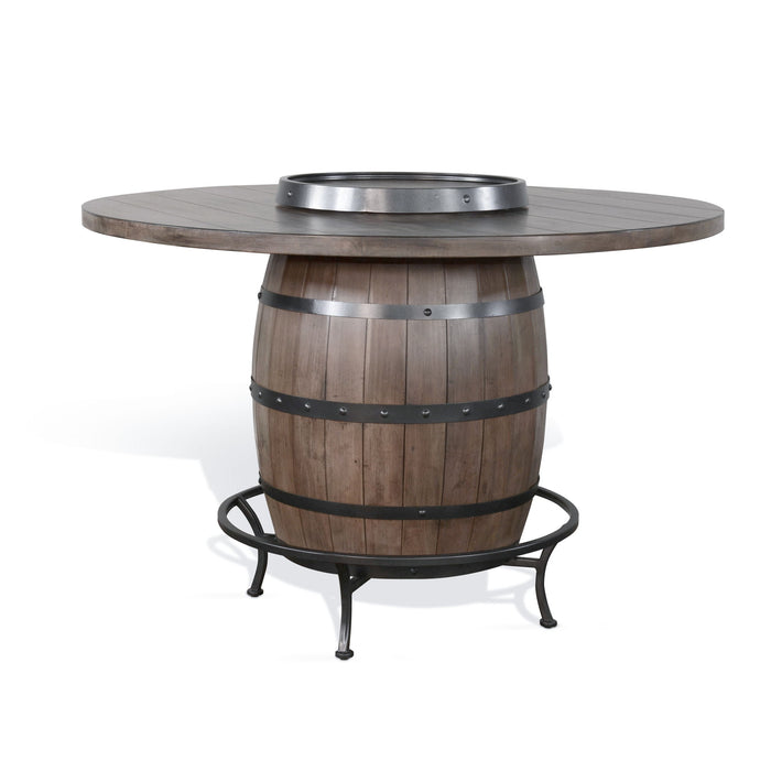 Doe Valley - Round Pub Table With Wine Barrel Base - Buckskin