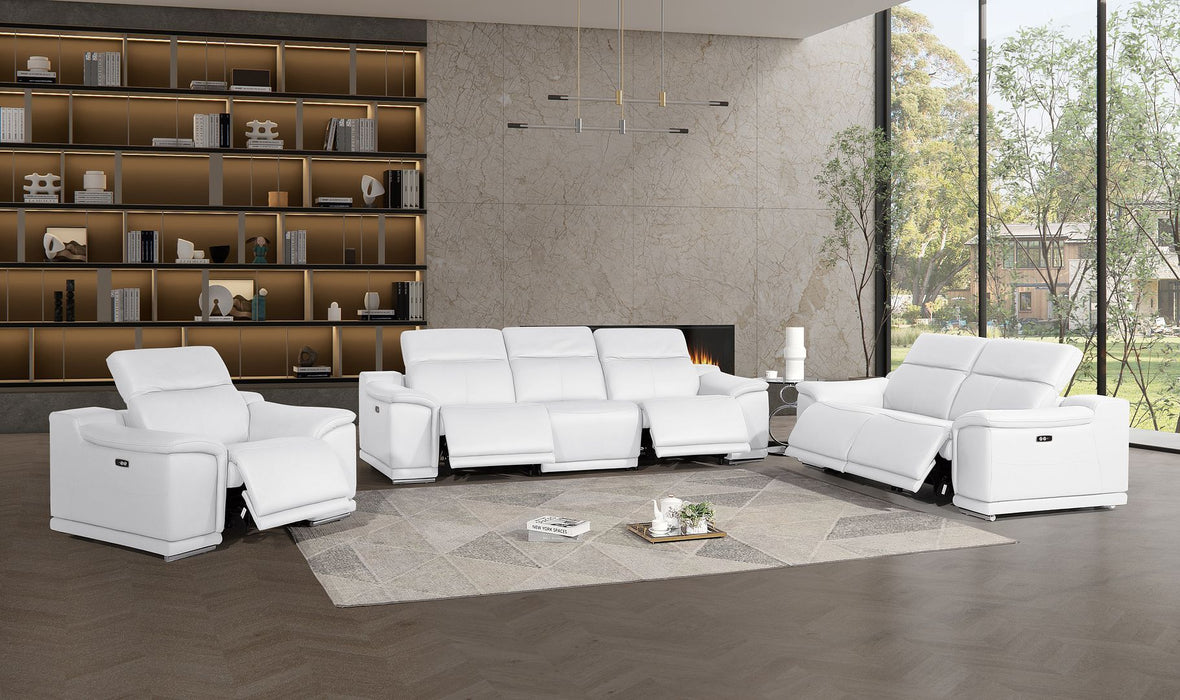 2679 - Power Reclining Sofa, Loveseat & Chair Set In Genuine Leather (5 Recliners)