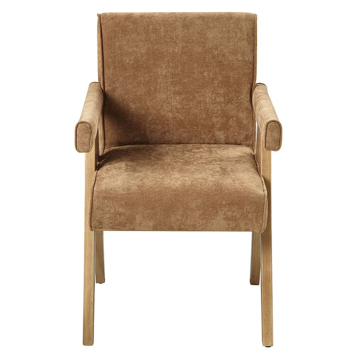 Zoey - Arm Chair Set of 2) - Chocolate Chenille & Oak