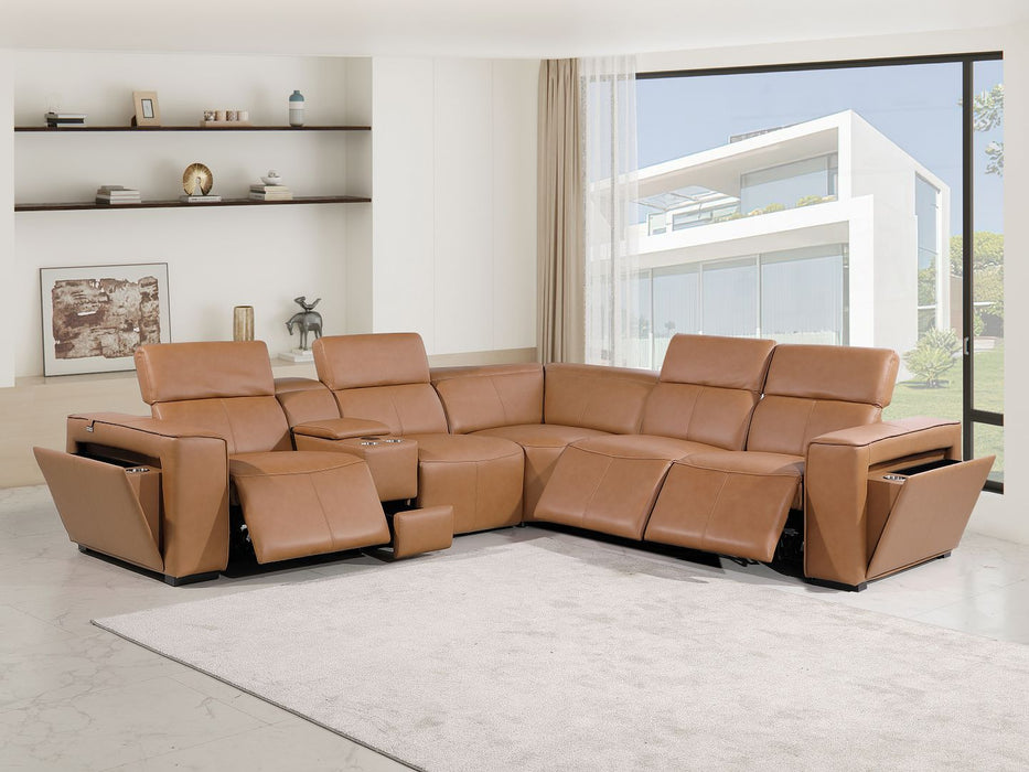 1224 - 6-Piece L-Shaped Sectional Sofa In With 3 Power Recliners & Power Headrests