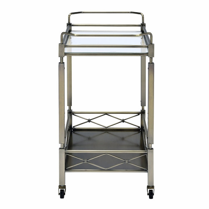 Matiesen - Serving Cart - Clear Glass & Antique Gold