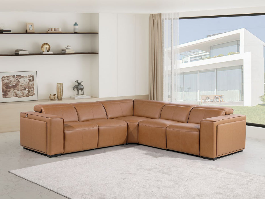 1224 - 5-Piece L-Shaped Sectional Sofa In With 3 Power Recliners & Power Headrests