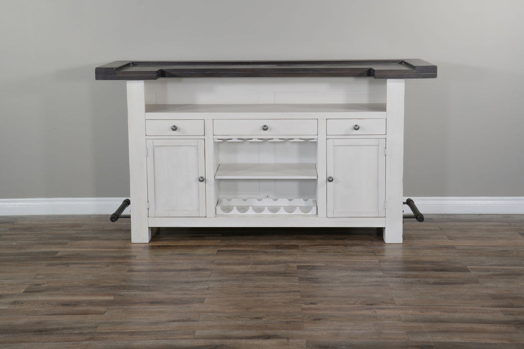 78" Farmhouse Wood Home 3 Piece Bar Set - Cottage White / Europen Dark