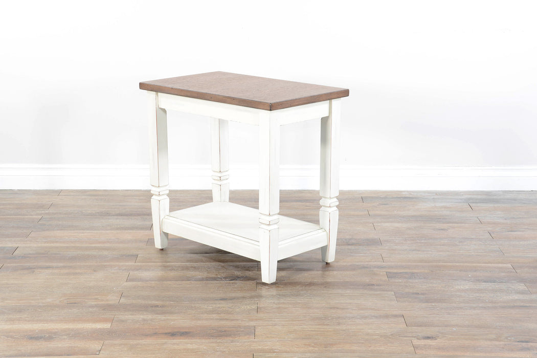 Chair Side Table - White / Light Brown