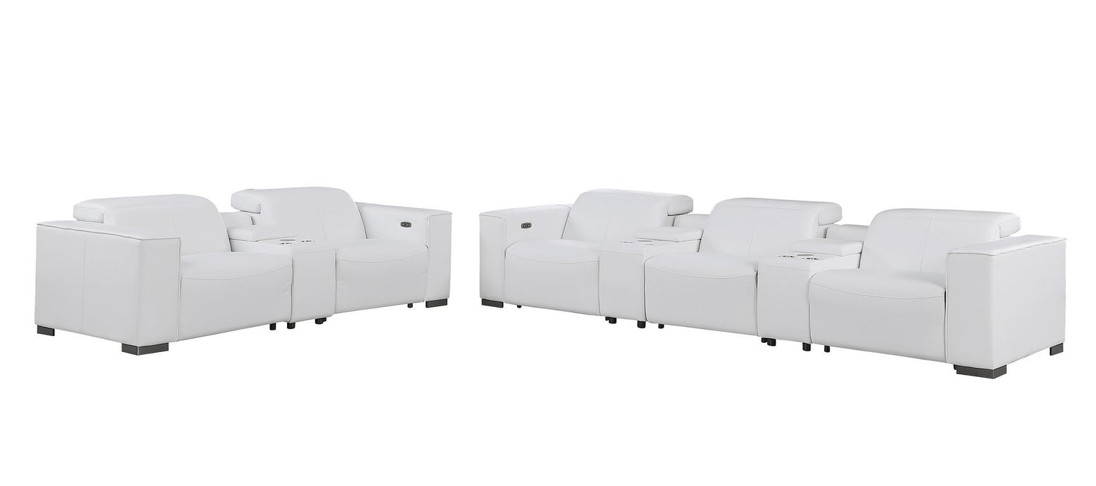 1208 - Modular Leather Sofa Loveseat With 6 Recliners And Power Headrests