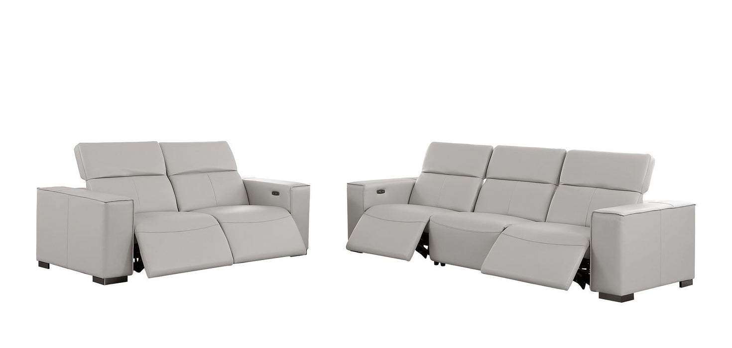 1208 - Leather Reclining Set (Sofa & Loveseat With 4 Power Recliner)