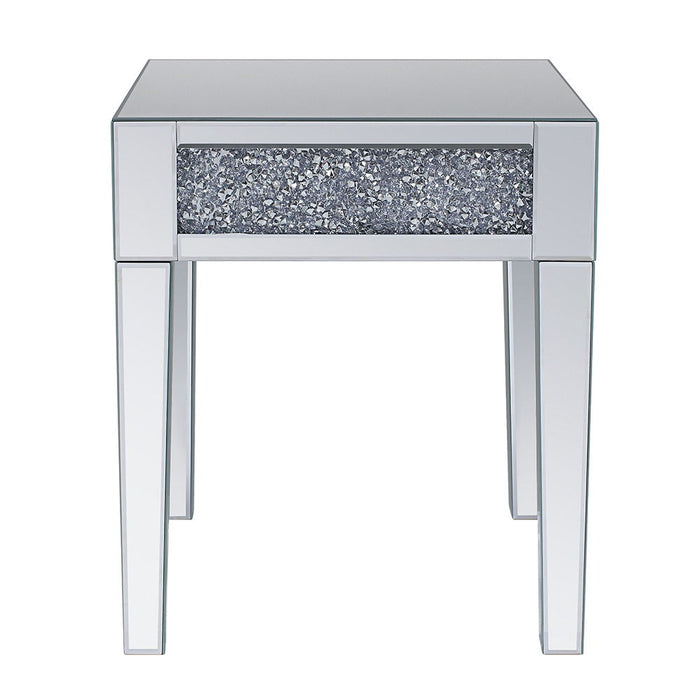 Noralie - 20" End Table - Mirrored & Faux Diamonds