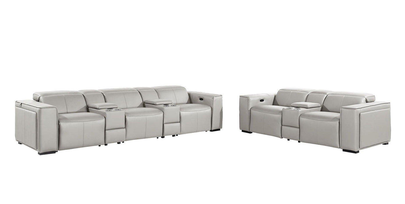 1224 - 8-Piece Modular Power Reclining Sofa & Loveseat Set In With 5 Power Recliners & Power Headrests