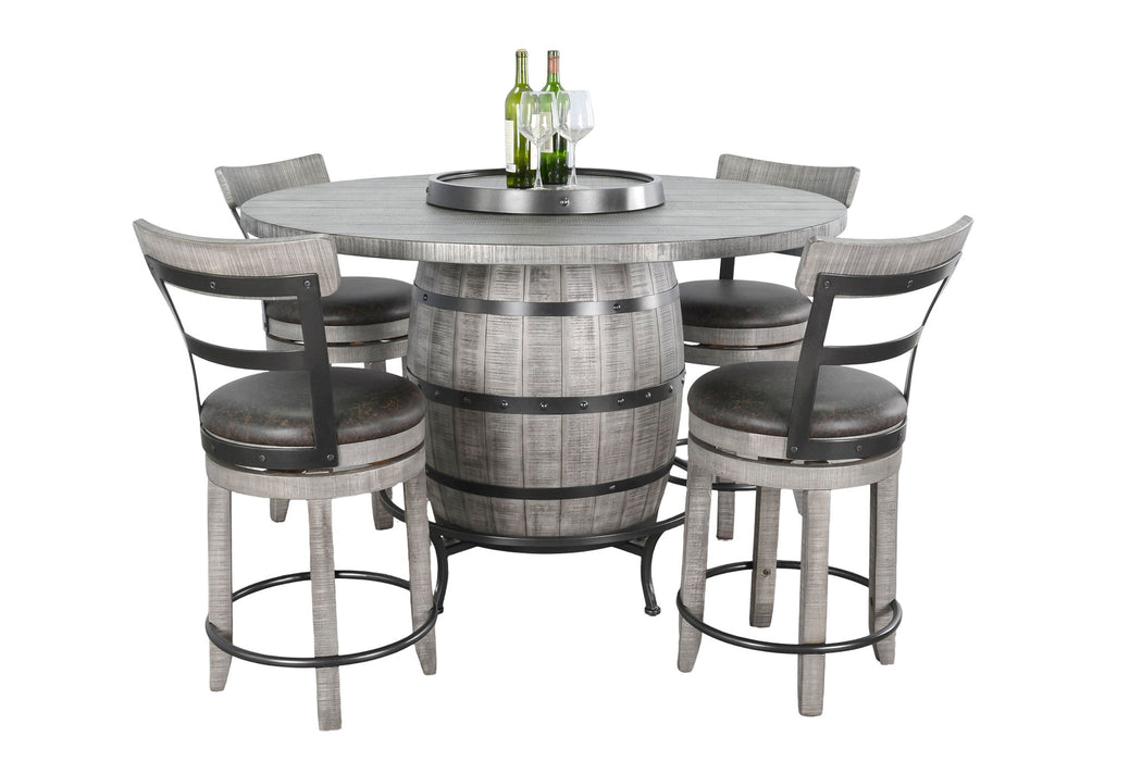 Round 5 Piece Pub Table With Side Chair Wine Barrel Set