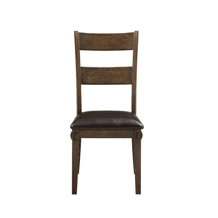 Nabirye - Side Chair (Set of 2) - Esspresso Synthetic Leather & Dark Oak