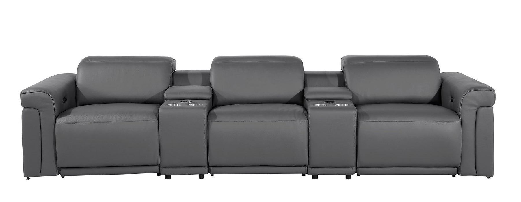 1126 - 5-Piece Modular Power Reclining Sofa In With 3 Power Recliners & Power Headrests