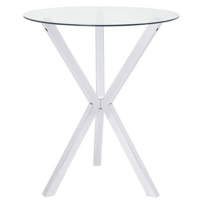 Denali - Round Glass Top Bistro Bar Table - Chrome