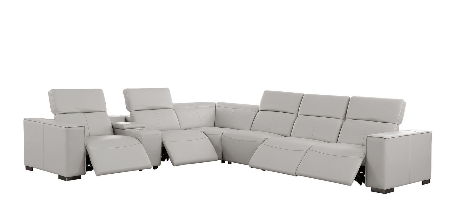 1208 - 7 Piece L-Shaped Leather Reclining Sectional With 4 Power Recliners