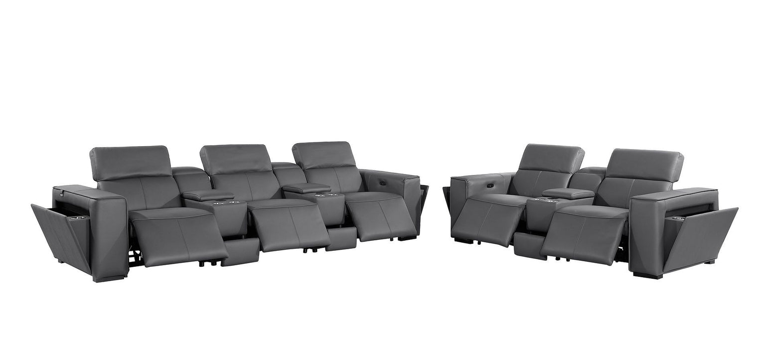 1224 - 8-Piece Modular Power Reclining Sofa & Loveseat Set In With 5 Power Recliners & Power Headrests