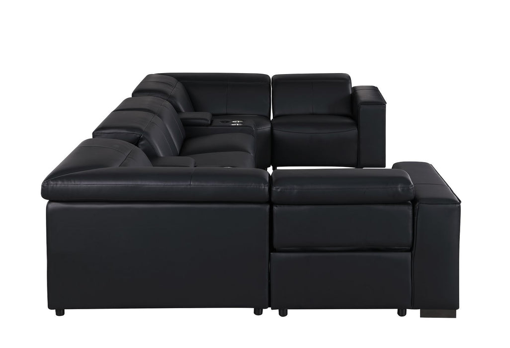 1208 - 8 Piece Modular Leather Sectional With 2 Power Recliners & Power Headrests