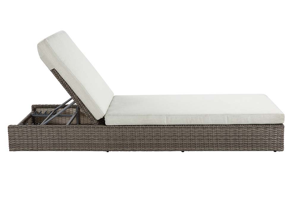 Salena - 8" Patio Sun Lounge - Beige Fabric & Gray