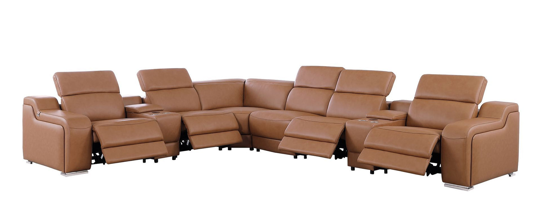 1116 - 8-Piece L-Shaped Sectional Sofa In With 4 Power Recliners & Power Headrests